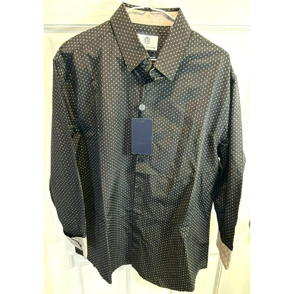 NWT English Laundry Mens Button Down Collar Shirt White and Black Print Size XL - Picture 1 of 6
